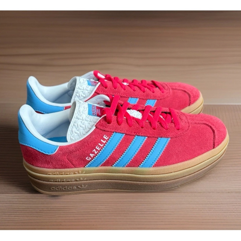 adidas Women's Gazelle Bold Sneakers Sz 6.5 Blue/Red Platforms NWOB
